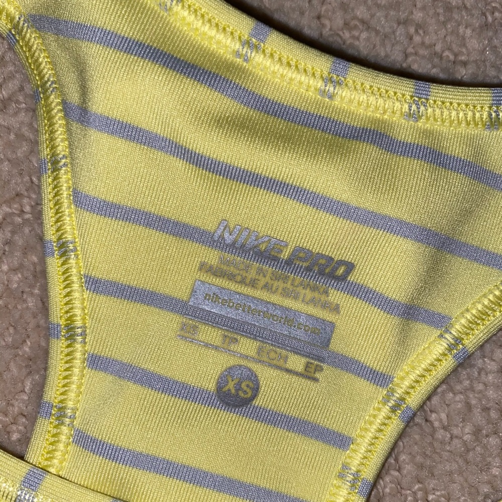 Nike Pro Yellow Striped Sports Bra - Picture 3 of 3